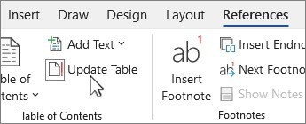 Update Word Contents Entries after Editing a Report