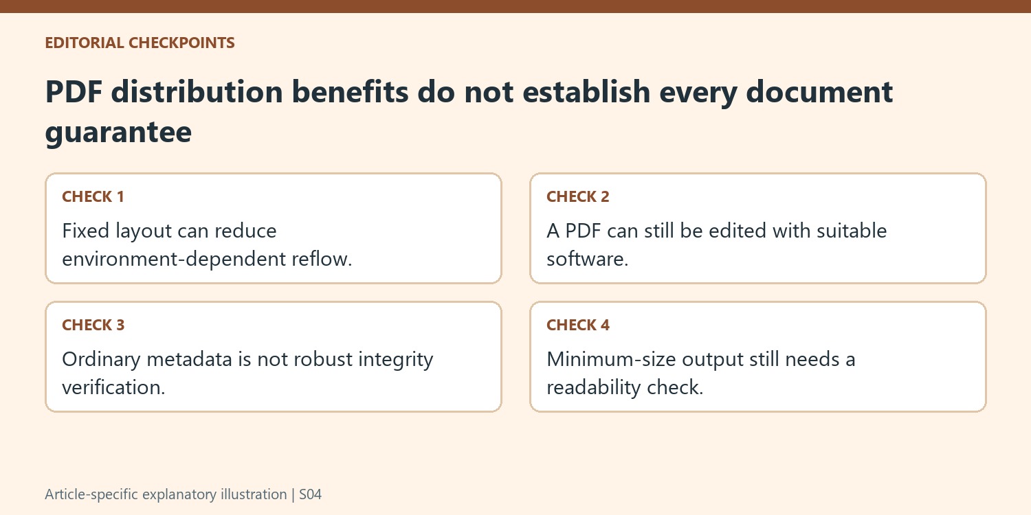 PDF distribution benefits do not establish every document guarantee