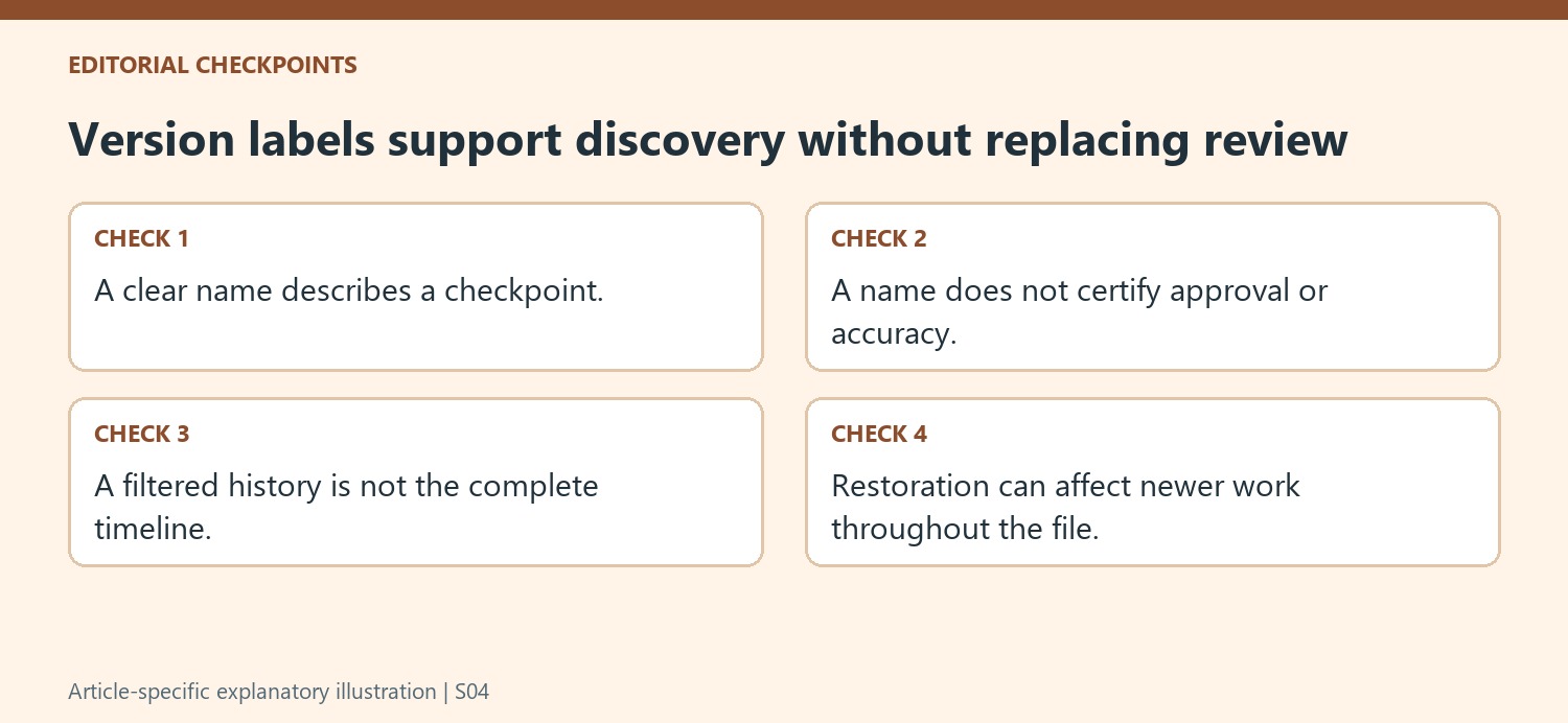Version labels support discovery without replacing review