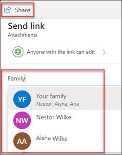 Share Personal OneDrive Material With Family or Outlook Groups