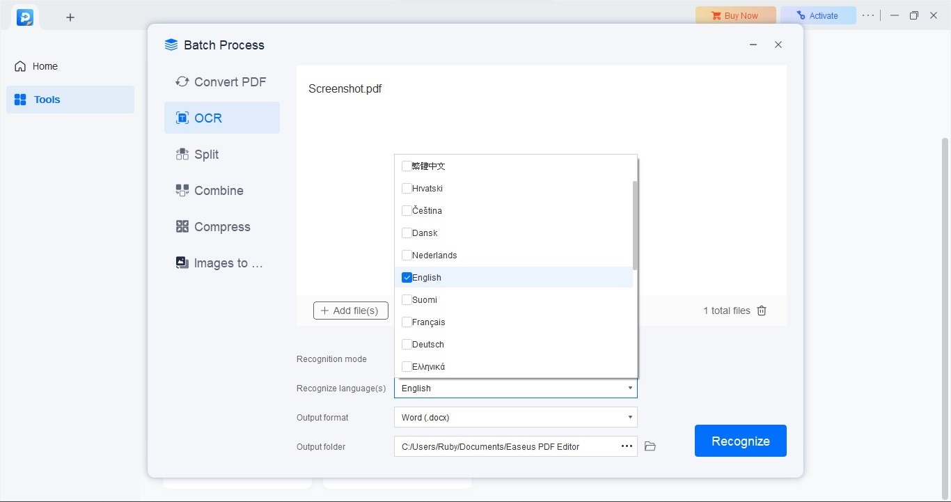 EaseUS PDF Editor interface shown in the TechRadar review.