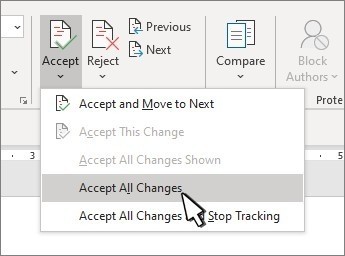 Finalize Word Revisions With Explicit Accept or Reject Decisions