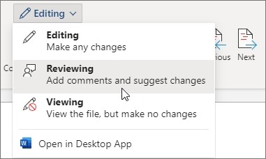 Review Word Documents in the Browser with the Appropriate Mode