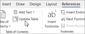 Update Word Contents Entries after Editing a Report