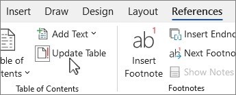 Choose the Right Update for a Word Contents Table