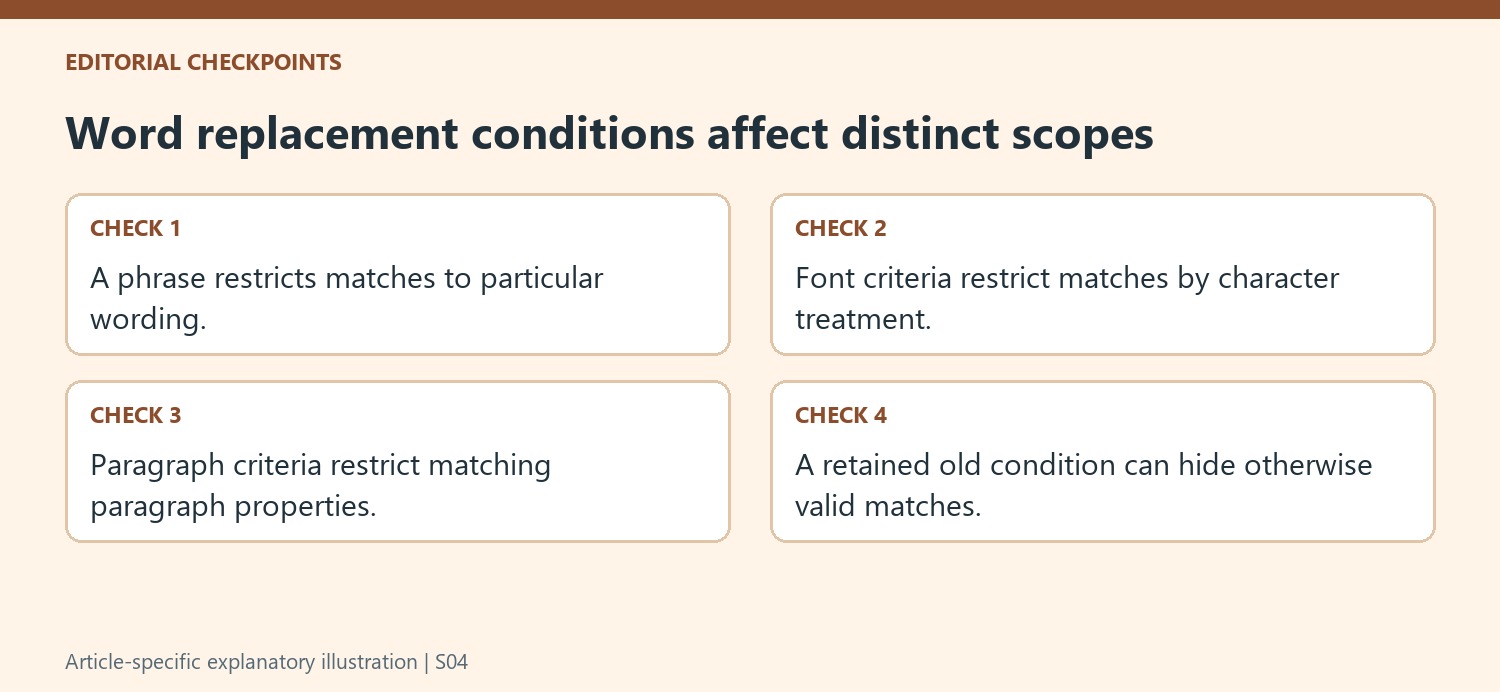 Word replacement conditions affect distinct scopes