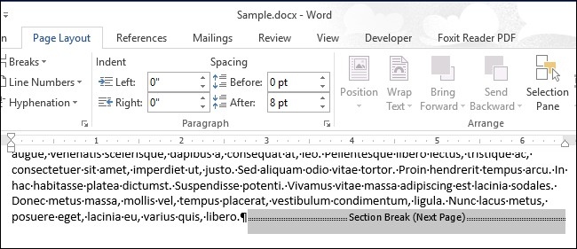 Find Hidden Word Section Breaks Before Revising Layout