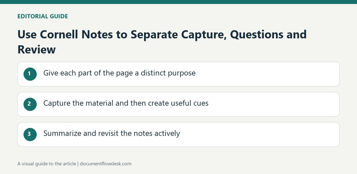 Use Cornell Notes to Separate Capture, Questions and Review