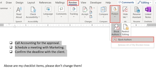 Reserve Shared Word Passages With the Block Authors Control