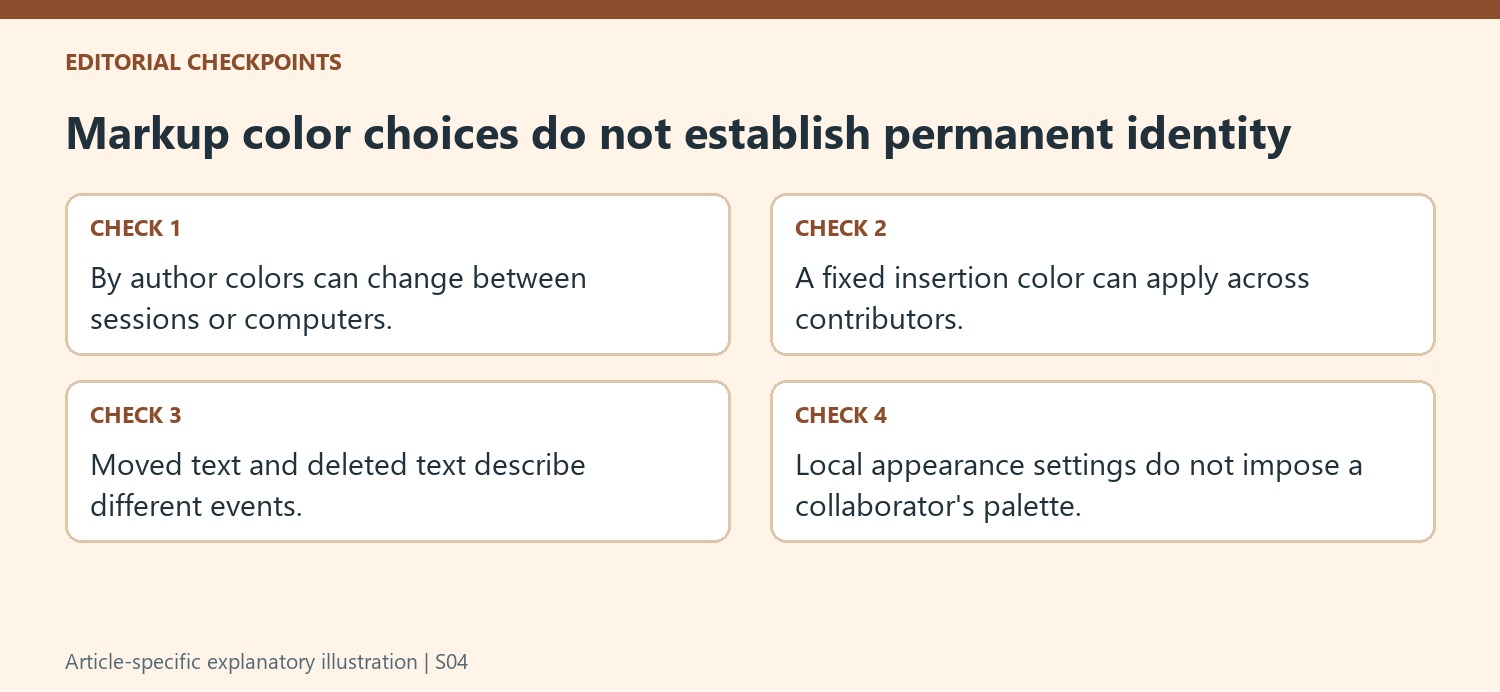 Markup color choices do not establish permanent identity