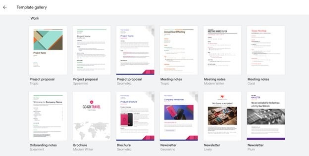Google Docs template gallery shown in the TechRadar review.