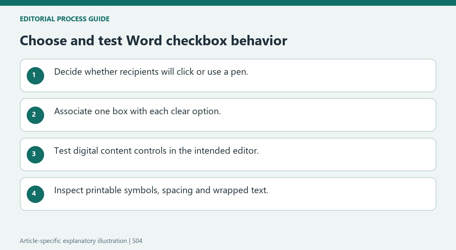 Choose and test Word checkbox behavior