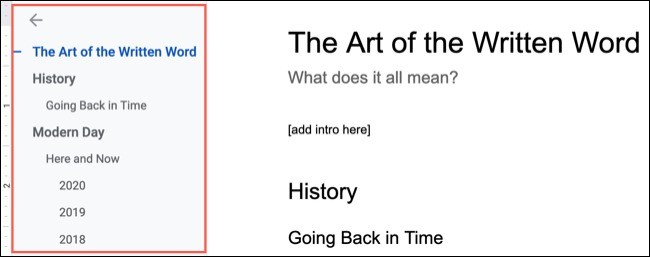 Navigate Google Docs Through a Meaningful Heading Outline