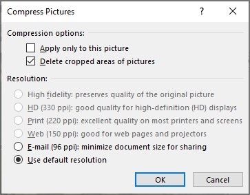 Reduce a Word File by Reviewing Pictures and Embedded Fonts