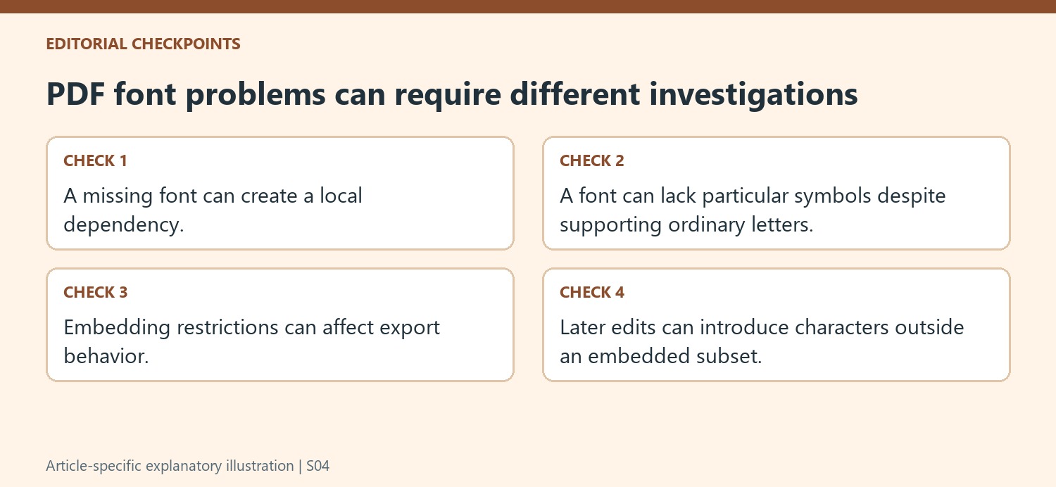 PDF font problems can require different investigations