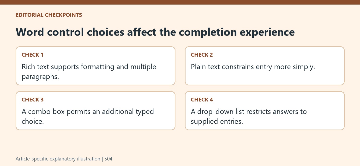 Word control choices affect the completion experience