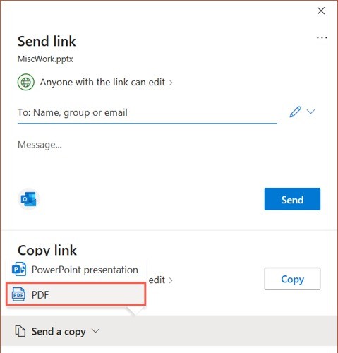 Send Office Documents as PDF Copies Through the Share Workflow