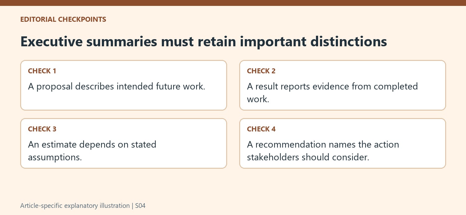 Executive summaries must retain important distinctions