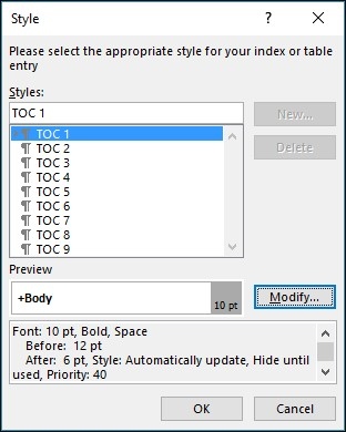 Customize a Word Contents Page without Rebuilding It
