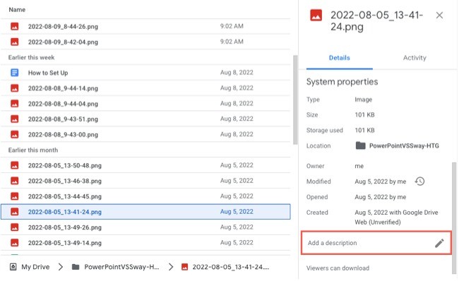 Add Google Drive Descriptions to Explain and Find Similar Files