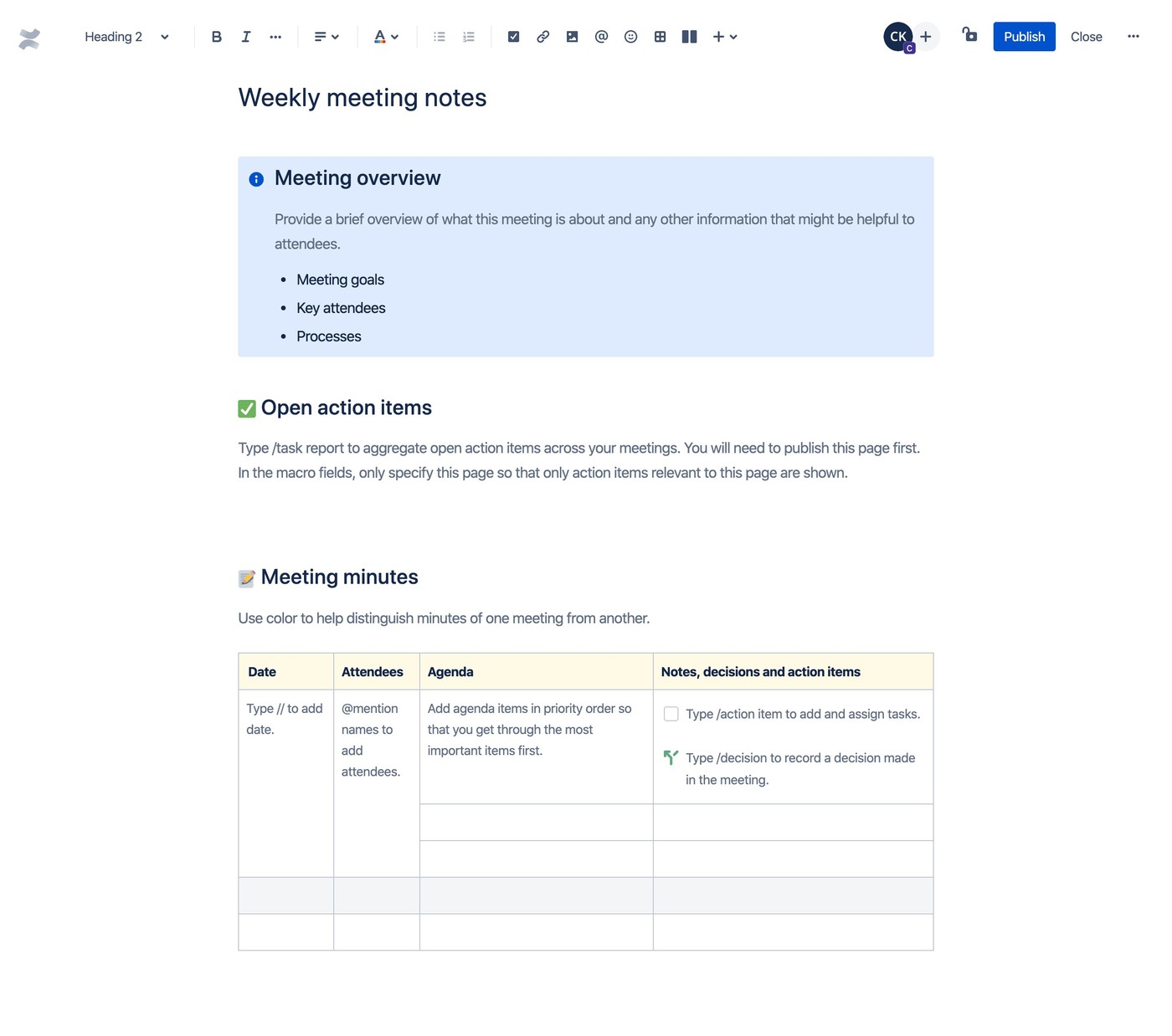 Use Recurring Meeting Notes to Carry Open Actions Forward