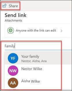 Share OneDrive Files with an Existing Personal Group