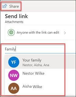 Share OneDrive Files with an Existing Personal Group