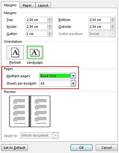 Set Up Word's Book Fold Layout Before Writing