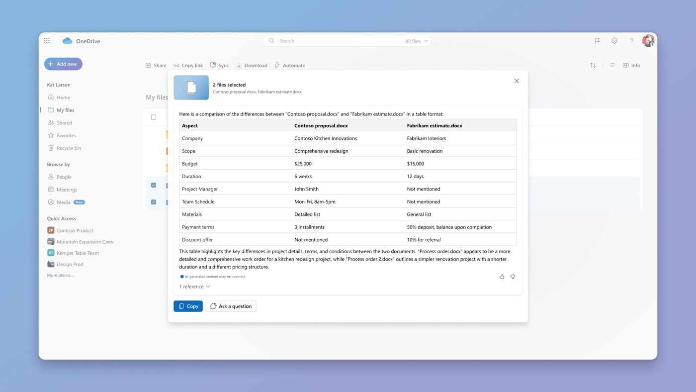Compare Shared Document Versions with OneDrive Copilot